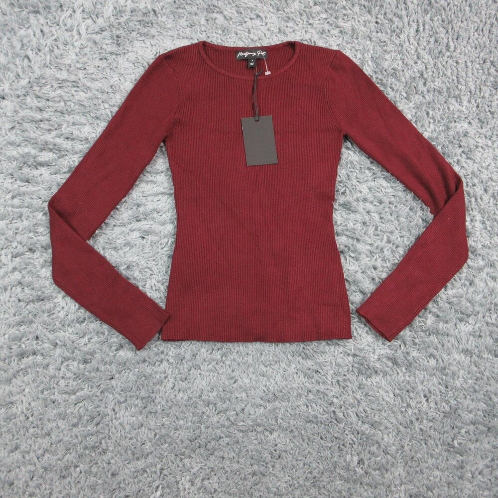 Montgomery Port Sweater Pullover Womens S Maroon Tight-Knit Slim Lightweight NWT